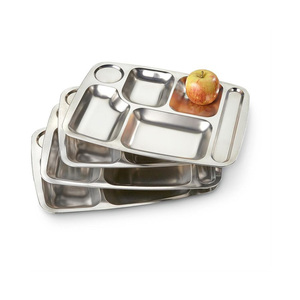 Plateau à déjeuner en acier inoxydable le plus populaire Plaque alimentaire multi-sections durable et écologique pour les restaurants et les maisons Plateau à compartiments - Product Image 5