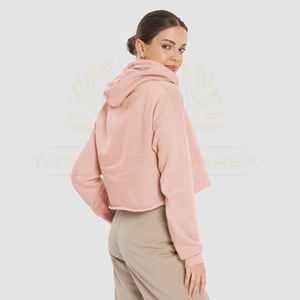Sudadera con capucha sólida informal para mujer con manga larga sudadera recortada para invierno con cordón de punto con capucha - Product Image 6