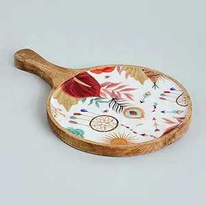 Plateau de service en bois multi-usages personnalisable sans danger pour les assiettes à collation et les fruits secs disponibles en différentes tailles - Product Image 3