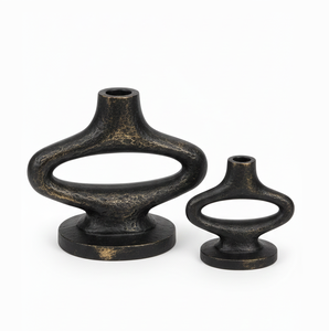 Bougeoir en métal noir martelé nordique, géométrique, circulaire, écologique, bougeoir de Noël pour la décoration moderne de la maison - Product Image 6