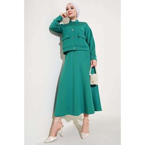 Benetton ODM Two-Piece Set for Scuba <b>Skirted</b> Fitness Sportswear Woven Canvas Material Summer Metal Buttoned Ankle-Length Print - Product Image 3
