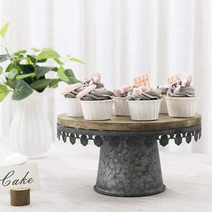 Présentoir à gâteaux gris galvanisé élégant Tendance Design de forme ronde Parfait pour les ustensiles de cuisine et les ustensiles de cuisson Présentoir élégant pour gâteaux - Product Image 6