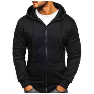 Sudadera informal de invierno para hombre, Sudadera con capucha, abrigo acolchado de felpa francesa de alta calidad, cremallera bordada, diseño sólido siguiente - Product Image 4