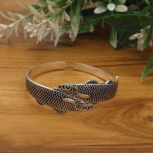 Fish Design Bangle Set for Women Bohemian Statement Cuff <b>Bracelets</b> Ocean Inspired Adjustable Antique Silver golden. - Product Image 4