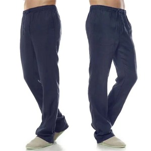 2025 nouveaux hommes coton lin pantalon automne respirant coupe-vent couleur unie pantalon Fitness Streetwear poche arrière de haute qualité - Product Image 3