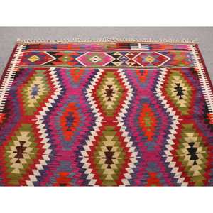 5.4x8 ft Vintage Turkish Rug, Large Rug, Kilim <b>Red</b> <b>Wool</b> Rug - Product Image 4