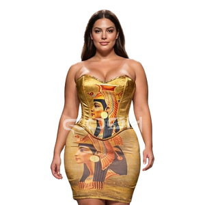 Ensemble corset et mini-jupe à thème égyptien imprimé par sublimation numérique personnalisé avec une grande élasticité - Product Image 3