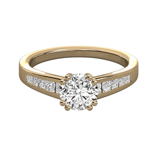 Bague de fiançailles sertie de diamants ronds et taille princesse pour elle - Product Image 2