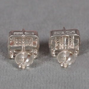 <b>Square</b> shape <b>diamond</b> studded 14 kt white gold <b>diamond</b> <b>earring</b> for engagement for regular wear - Product Image 1