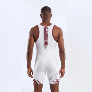 Débardeur de gymnastique pour hommes blanc et bordeaux, imprimé par sublimation, séchage rapide, uniforme d'entraînement sportif, col rond, tricoté - Product Image 2