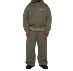 Chándal de ropa deportiva de dos piezas de gran tamaño para hombre, chándales de lana de alta calidad para hombre, pantalones deportivos atléticos con cremallera y capucha para correr - Product Image 1