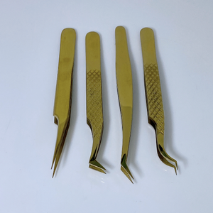 Pinzas para pestañas postizas Acero inoxidable Calidad fina Recto y curvado Top Lash Tweezes Suministros de extensión de pestañas - Product Image 4