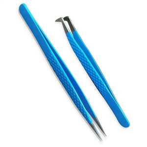 Meilleure vente en acier inoxydable à 90 degrés crochet Extensions de cils en fibre droite pince à épiler anti-magnétique Durable pointe lisse - Product Image 3