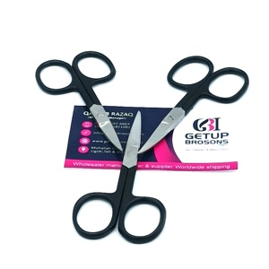 Tijeras de Acero Inoxidable de Alta Calidad con Recubrimiento de Polvo Negro, Hoja Recta Pequeña, para Cejas, con Logotipo Personalizado, Instrumento de Belleza - Product Image 3