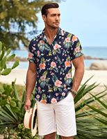 Chemise Aloha en satin respirant pour homme pour l'été Plage Luau & Vacances Imprimé hawaïen Décontracté Manches courtes Anti-boulochage Séchage rapide