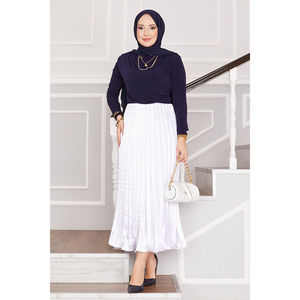 Falda Lápiz y Cruzada de Lino Blanco Satinado, Transpirable y Brillante, Bordada e Impresa en Nailon, Talla XS para Primavera - Product Image 3