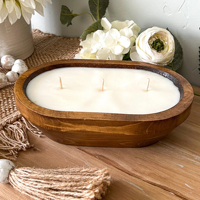 Bougie artisanale originale en bois en forme de bol pour Pâques, Noël, mariages - Décoration d'intérieur personnalisable de luxe pour l'aromathérapie