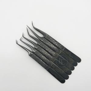 Logo personnalisé professionnel noir Plasma Extension de cils pince à épiler ensemble durable à la main avec pointe pointue prix de gros - Product Image 3