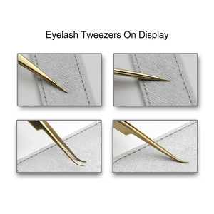 Pince à cils en acier inoxydable de marque privée personnalisée pour dames avec pointe droite et volume poignées de cils en fibre de verre - Product Image 2
