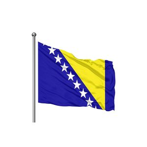 Drapeau extérieur de Bosnie-Herzégovine en satin et soie avec impression numérique et mât en aluminium - Product Image 3