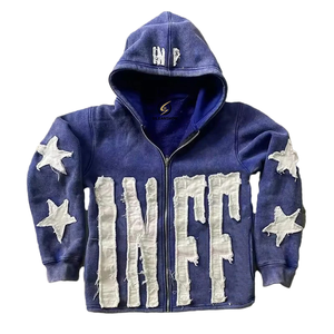 Clothing Manufacturers Heavy Weight 400Gsm Cotton Full Face <b>Zip</b> Hoodie Graphic <b>Zip</b> up Thermal Hoodies Custom Embroidery Logo - Product Image 3