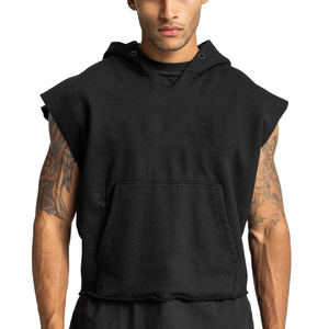 Boxy Fit Men Oversized <b>Hoodie</b> 450 Gsm French Terry Raw Hem Cropped <b>Sleeveless</b> <b>Hoodie</b> breathable good <b>sleeveless</b> <b>hoodie</b> men - Product Image 4