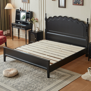 Traditional Solid Mahogany Sleigh <b>Bed</b> <b>Queen</b> <b>Size</b> Hand Carved Wood <b>Frame</b> Bedroom Furniture - Product Image 3