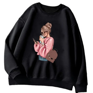 Sudadera OEM de algodón de gran tamaño para mujer, sudadera ecológica de invierno y otoño, cuello redondo, hombros caídos, estampado personalizado - Product Image 5