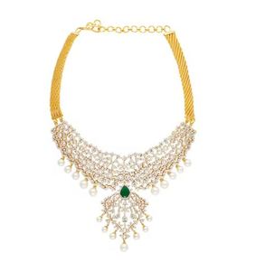Qualité assurée prix imbattable collier de diamants en or jaune 14kt pour les cérémonies de fiançailles collier de prix imbattable - Product Image 1