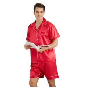 Pyjama personnalisé pour homme en soie satinée, ensemble court d'été pour homme, ensemble de vêtements de nuit courts pour homme - Product Image 2