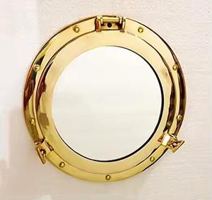 Artesanías HMA, espejo de ojo de buey de latón de estilo Vintage, acento de pared redondo náutico para espacios de vida costeros - Product Image 2