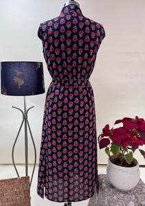 2025 tendance bleu marine coton robe main bloc imprimé fleuri confortable respirant indien vêtements d'été pour les femmes Style décontracté - Product Image 2