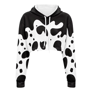 Haut court à capuche personnalisé pour femmes pulls molletonnés et décontractés pour femmes pull-over court surdimensionné à capuche pour femme - Product Image 2