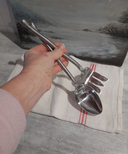 Serveur de salade en acier inoxydable fait main tendance avec ensembles de couverts à poignée ronde mate polie pour restaurants et hôtels - Product Image 5