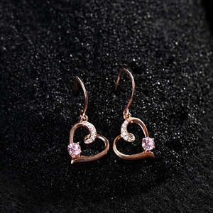 CLARA ต่างหูเงินแท้ 925 รูปหัวใจสีชมพู เครื่องประดับแฟชั่นทันสมัย - Product Image 3