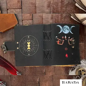 Leather Journal Writing Notebook Moon Goddess Witchcraft Potter Gifts Gothic Merchandise Vampire Diaries Spell Deckle Edge <b>Pap</b> - Product Image 6