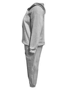 Mujeres Otoño Invierno Tallas grandes Casual Liso Cuello con capucha Manga larga Bolsillo de canguro Conjuntos de chándal de dos piezas - Product Image 3