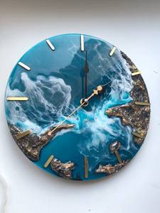 Horloge murale en résine époxy HARDENS - Décoration d'intérieur de luxe, mariage, taille et forme personnalisées, design moderne fait à la main, fonctionne sur piles - Product Image 4