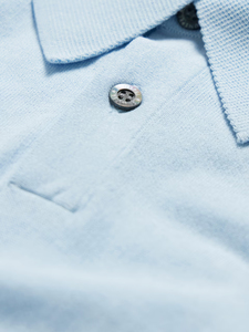 Venta al por mayor 100% algodón hombres camisa de manga corta azul cielo transpirable suéter de seda de alta calidad personalizado hombres para Polo de punto sólido - Product Image 4