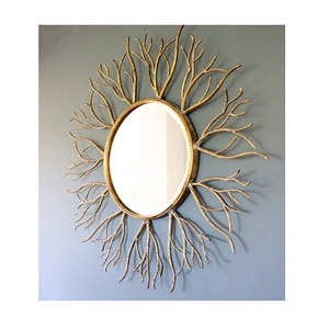 Marco de decoración de pared de la mejor calidad, diseño de girasol, marco de espejo de Metal de Color dorado para uso en sala de estar y oficina - Product Image 4