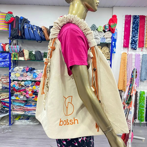 Vintages imprimé rayures fermeture éclair-plus proche coton doublé sacs à main avec franges vente en gros Vintages Shoppers sacs-cadeaux - Product Image 1