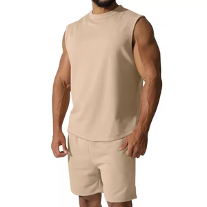 Débardeur de fitness sans manches en coton pour hommes pantalon de course de gymnastique personnalisé de haute qualité ensemble de survêtement de sport vierge pour hommes - Product Image 4