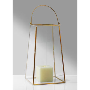 Lanterne à bougie en métal doré de petite taille, écologique, faite à la main, avec verre, pour la décoration de Noël, les événements et la décoration - Product Image 1