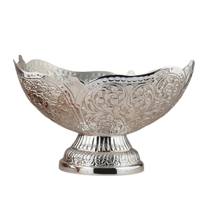 Cuenco de Pedestal de latón de alta calidad con grabado acabado de níquel para mesa de cocina, cuenco para servir, cuenco para vajilla - Product Image 2