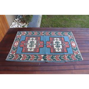 Alfombra Turca de 3.1x4.9 pies (95x148 cm), Alfombra Vintage Azul Sólido - Product Image 3