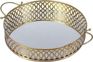 2024Nuevo producto más vendido Bandeja de servicio de comida de metal de cobre con asa Accesorios de cocina Plato de pie de té de café para el hogar - Product Image 5