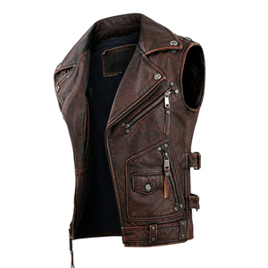 Nouveau look, design personnalisé, gilet en cuir élégant pour homme, texture lisse, coupe chic, voyages, événements, balades à moto, usage quotidien, gilet en cuir - Product Image 6