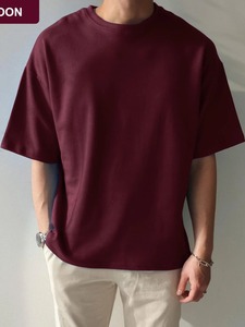 T-shirt 100% coton délavé à l'acide pour hommes coupe ample imprimé coupe ample couleur unie surdimensionnée de marque personnalisée - Product Image 5