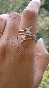 Luxury Shiny <b>Diamond</b> Exquisite Butterfly Labgrown <b>Diamond</b> Double Ring 10K 14K 18K Gold Jewelry for Women - Product Image 4