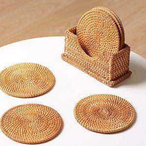 Creative Jute <b>Placemat</b> Coasters Party Handmade Bamboo Coasters for Rattan Wicker Coasters for Living Room for Table Decoration - Product Image 4